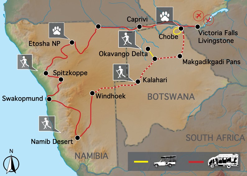 Zambia, Namibia, Botswana Desert si Delta
