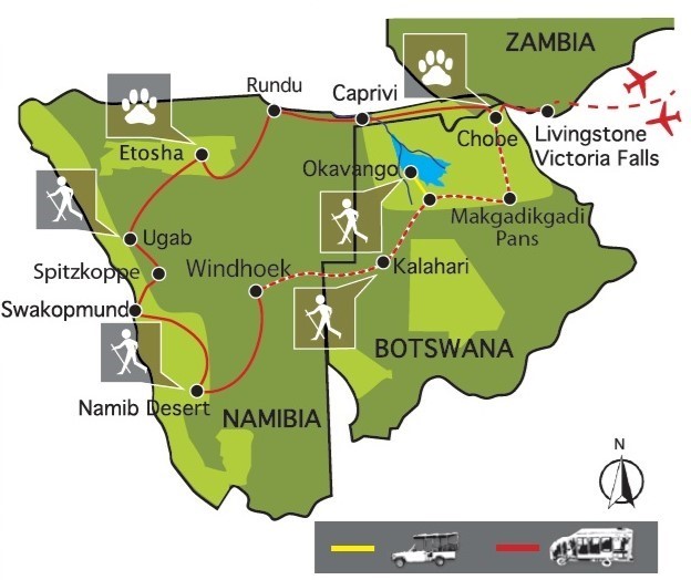 Zambia, Namibia, Botswana Deșert și Deltă